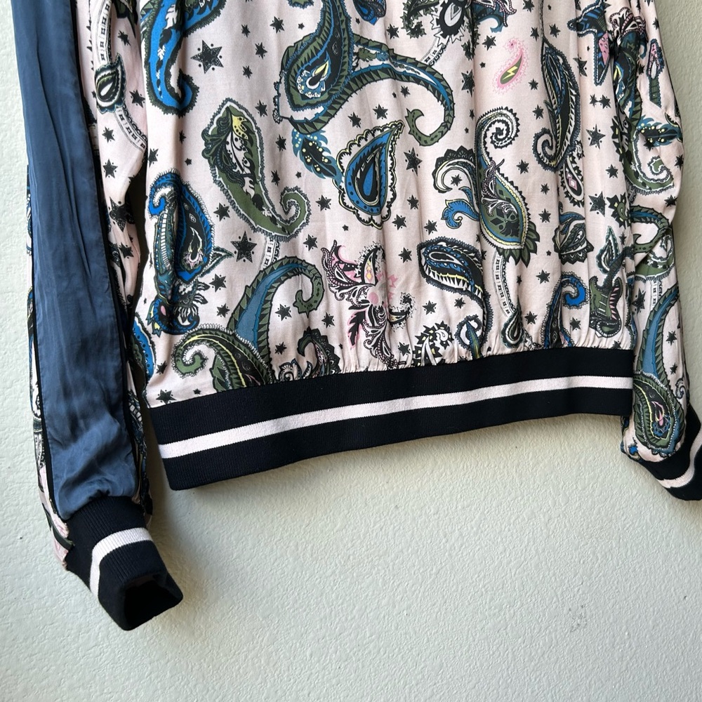 Zadig & Voltaire Pink Cream Billy Reversible Bomber Jacket Paisley Corolle Sz S - Picture 10 of 16